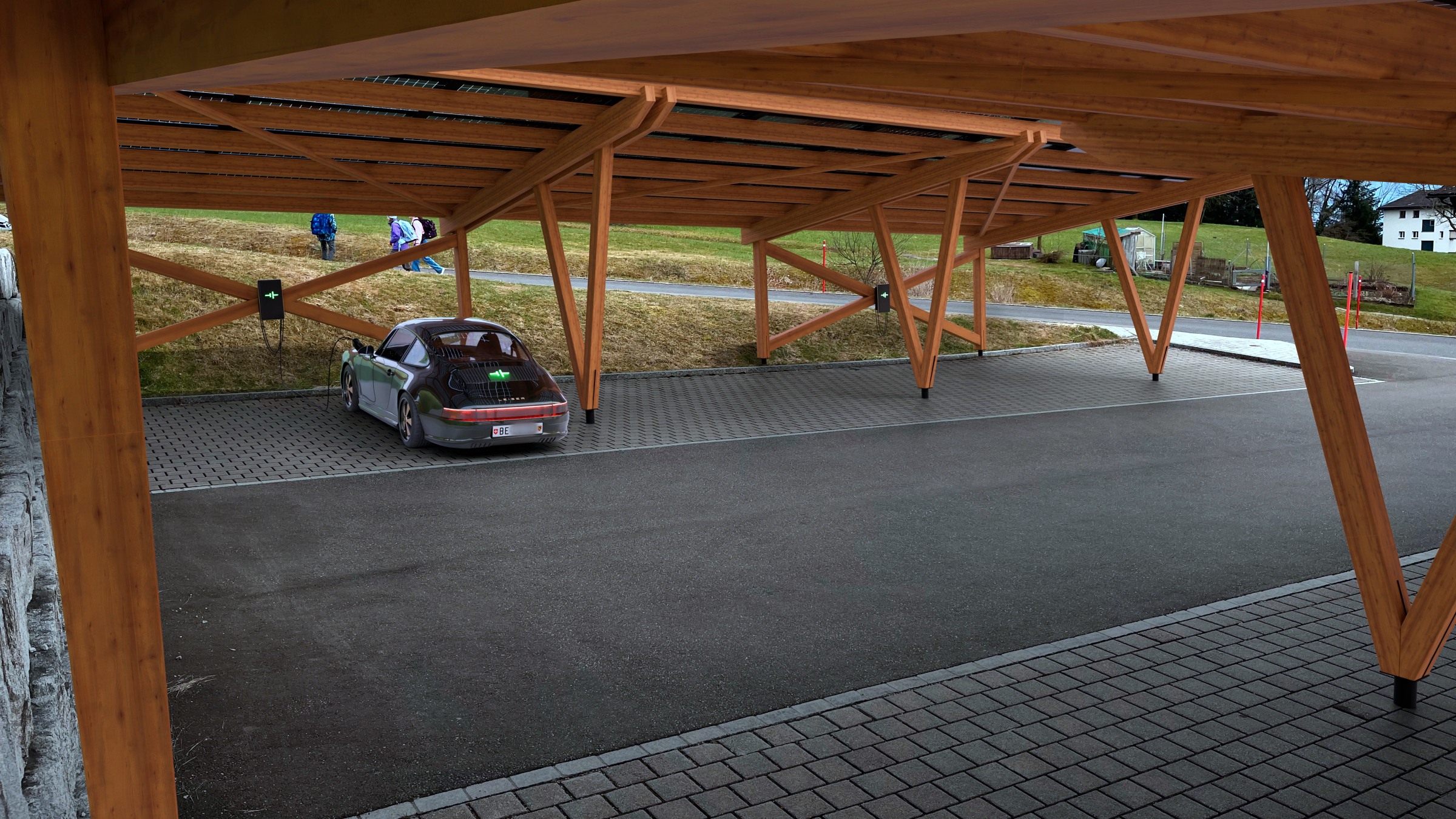 Den Parkplatz des Oberstufenzentrums aufwerten und die Schule mit lokal erzeugtem Strom versorgen.