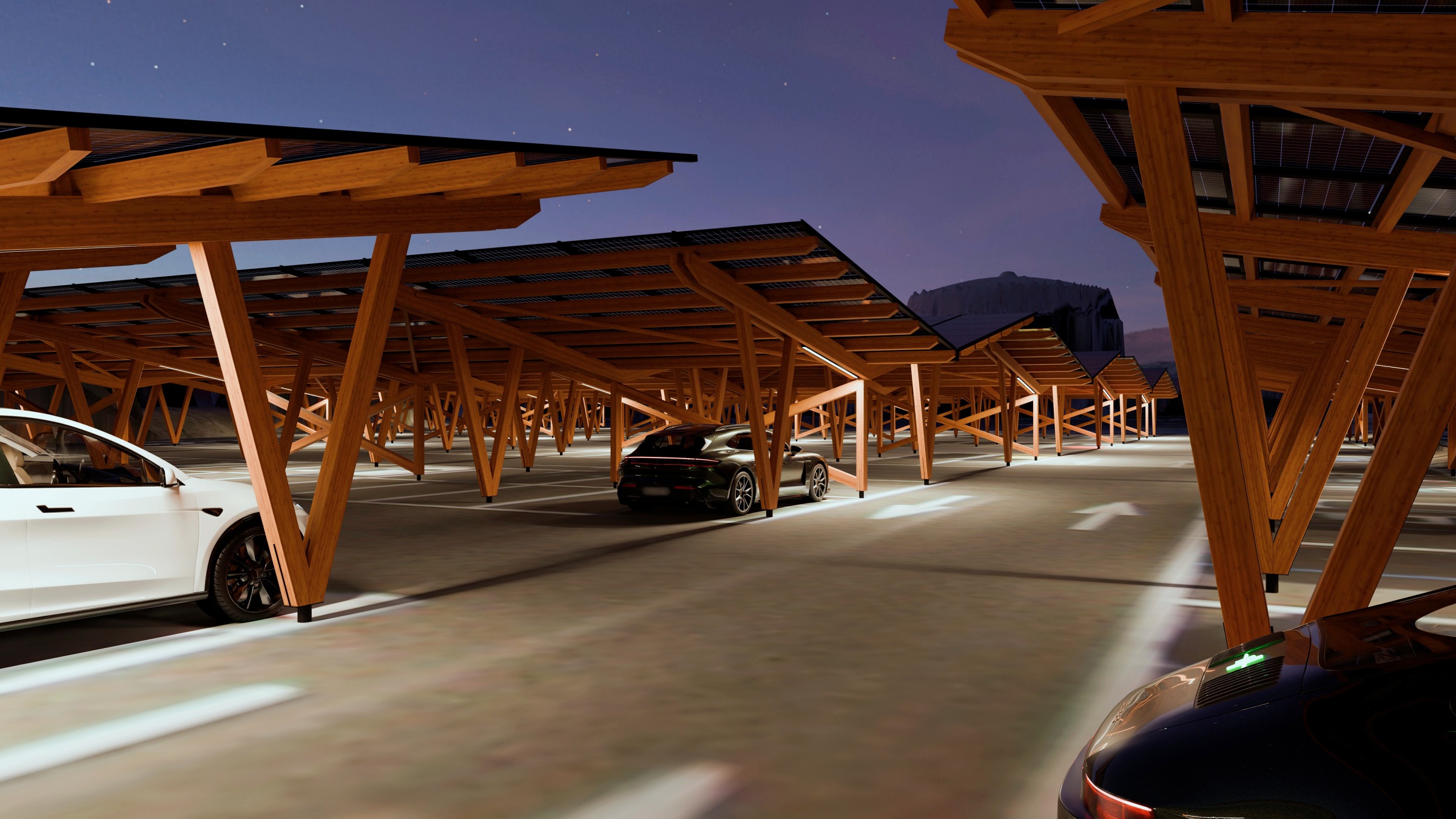 Mitarbeiterparkplatz in Gebiet mit erhöhter Schneelast wird zum Kraftwerk