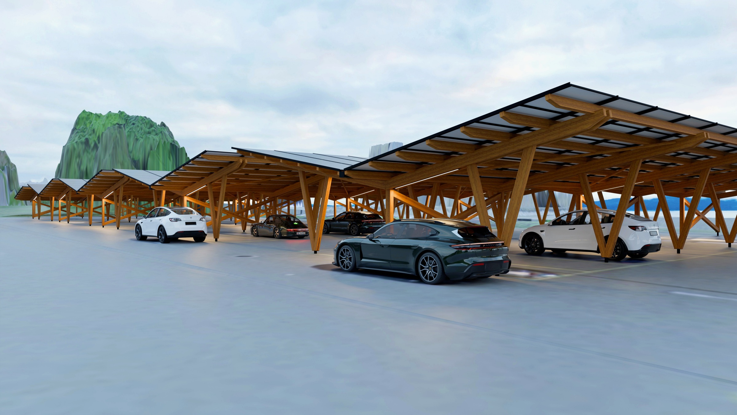 In die Jahre gekommener Firmenparkplatz wird aufgewertet und zum Kraftwerk.