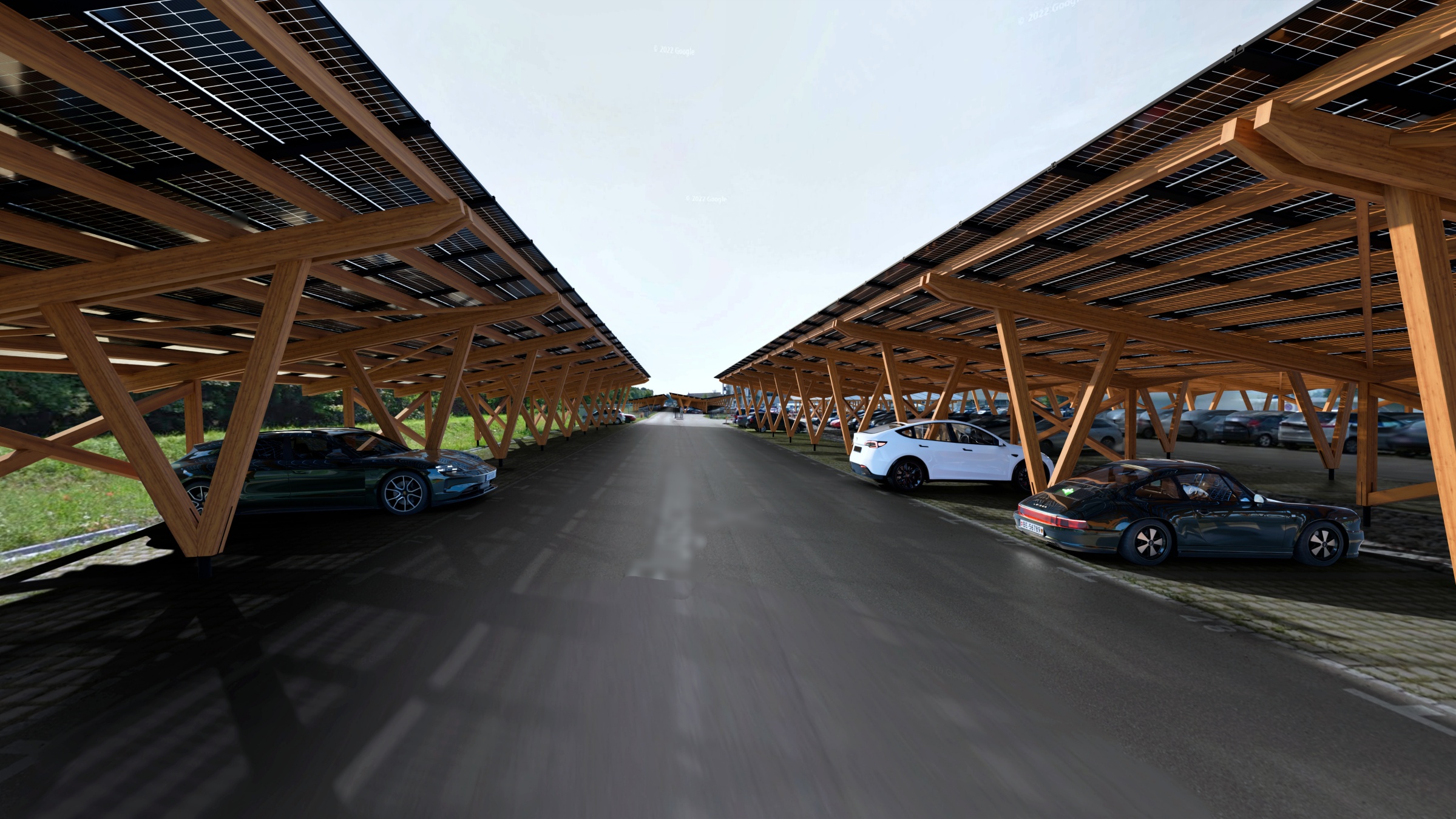 Besucher- und Mitarbeiterparkplatz wird dank Solar Carport zu grosser Solaranlage