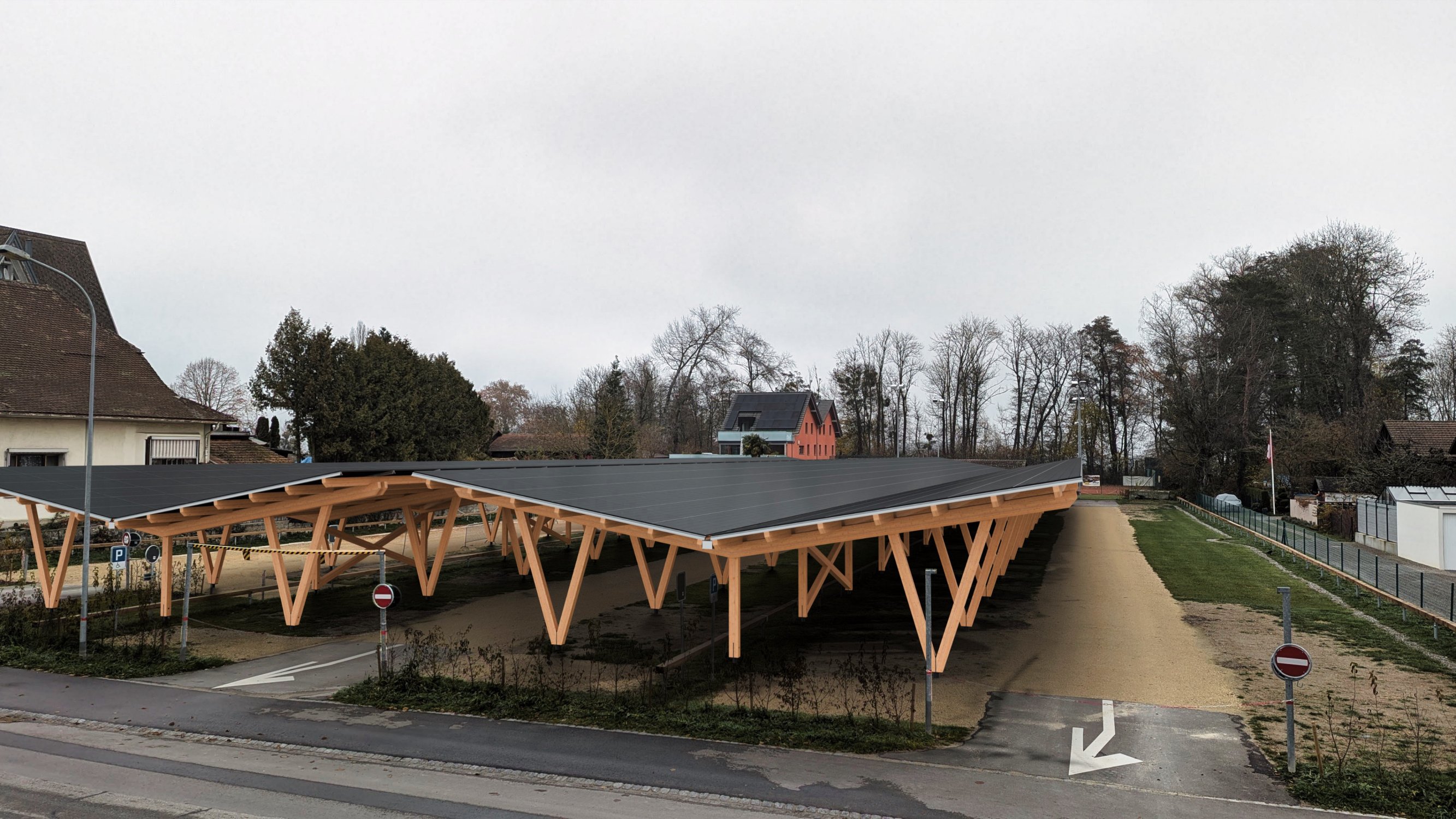 Den Parkplatz am See aufwerten und die Gemeinde und ihre Einwohner mit lokal erzeugtem Strom versorgen.