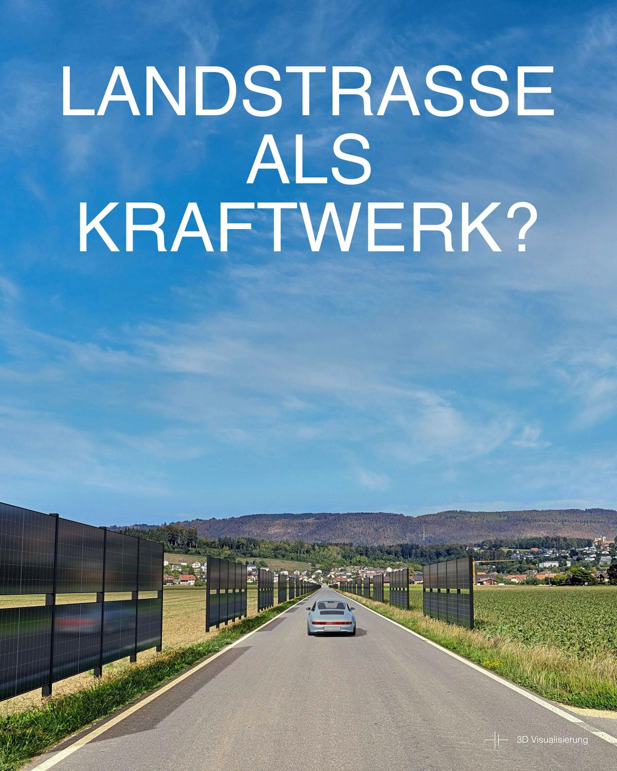 Solarzaun für Landstrasse Lärmschutz Müllschutz Sichtschutz