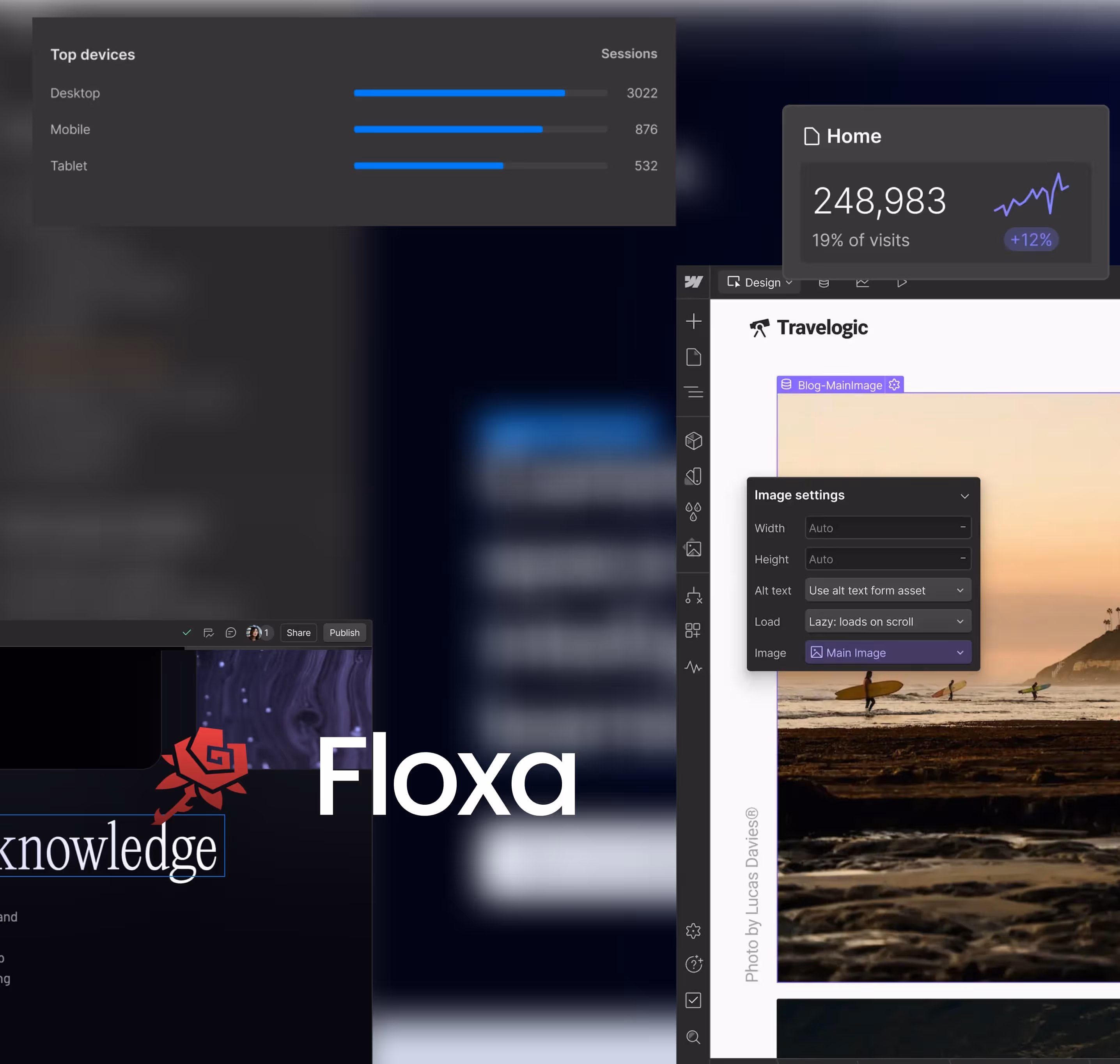 Interface de devloppement web (low-code) webflow