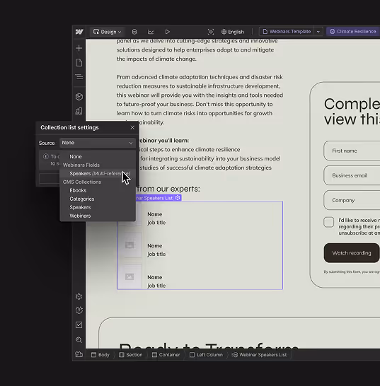 Webflow CMS installation