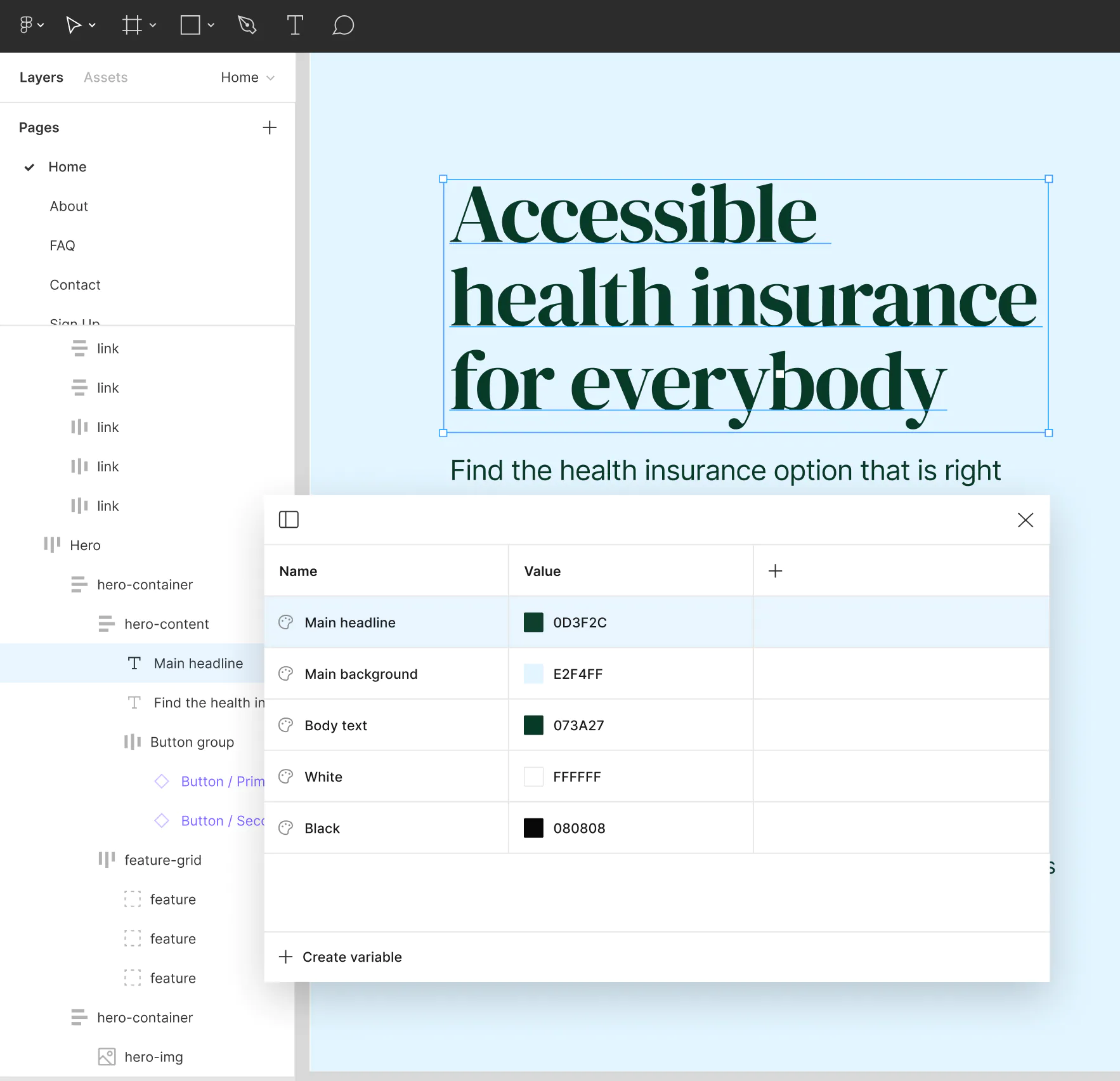 Site en cours de design sur Figma