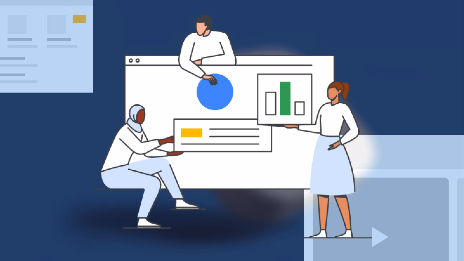 Illustration personne avec des statistiques / Optimisant