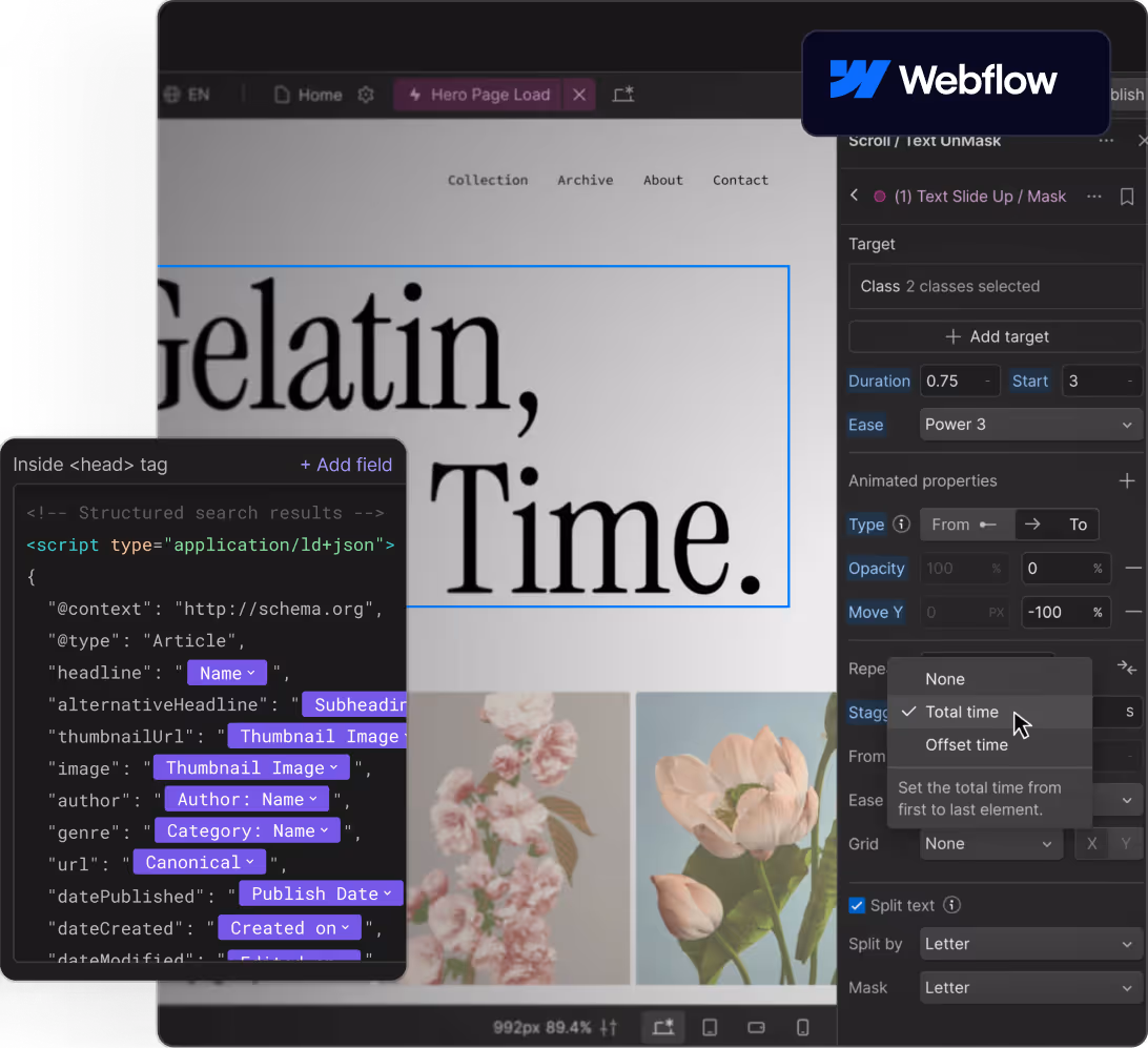 Dashboard de webflow