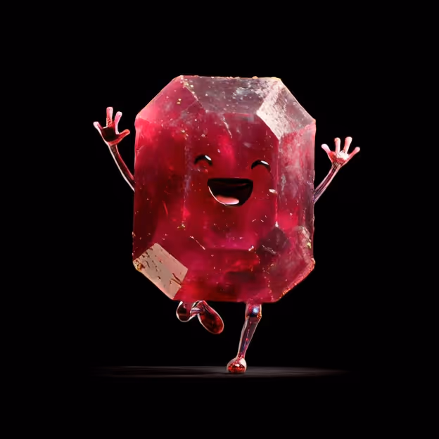 Image style IA : Rubis rouge dans le style de floxa, célébrant une victoire