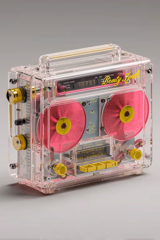 Image style IA : Illustration 3D d'une enregistreuse audio