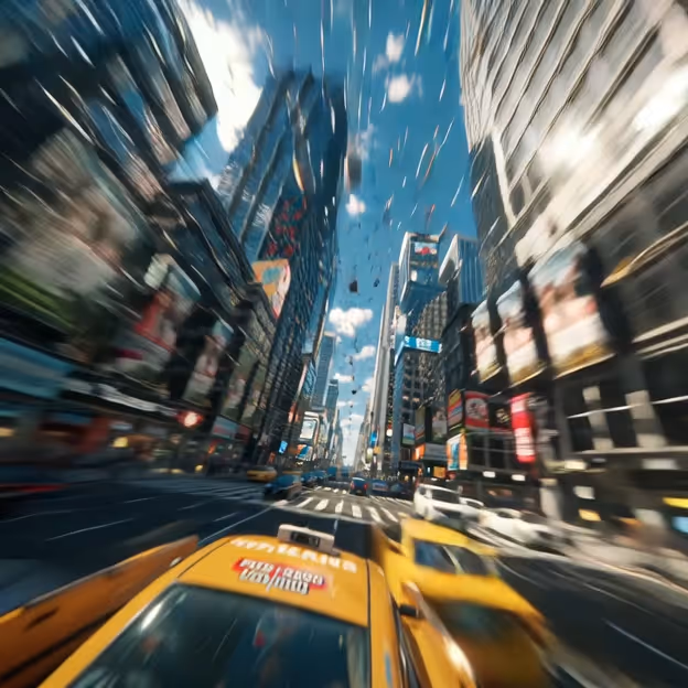 Image style IA : Taxi déroulant dans les rues d'une ville 