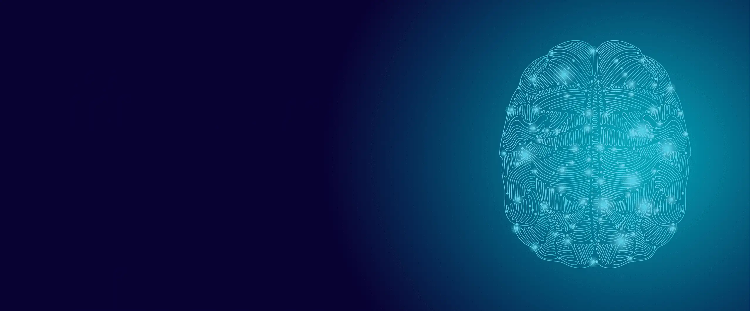 Neurones travelling around a brain on a blue background