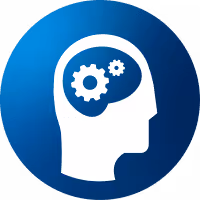 Icon of brain cogs in head