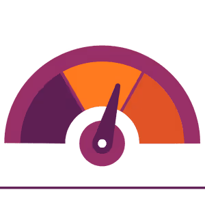 speedometer icon with the arrow pointing to the red section