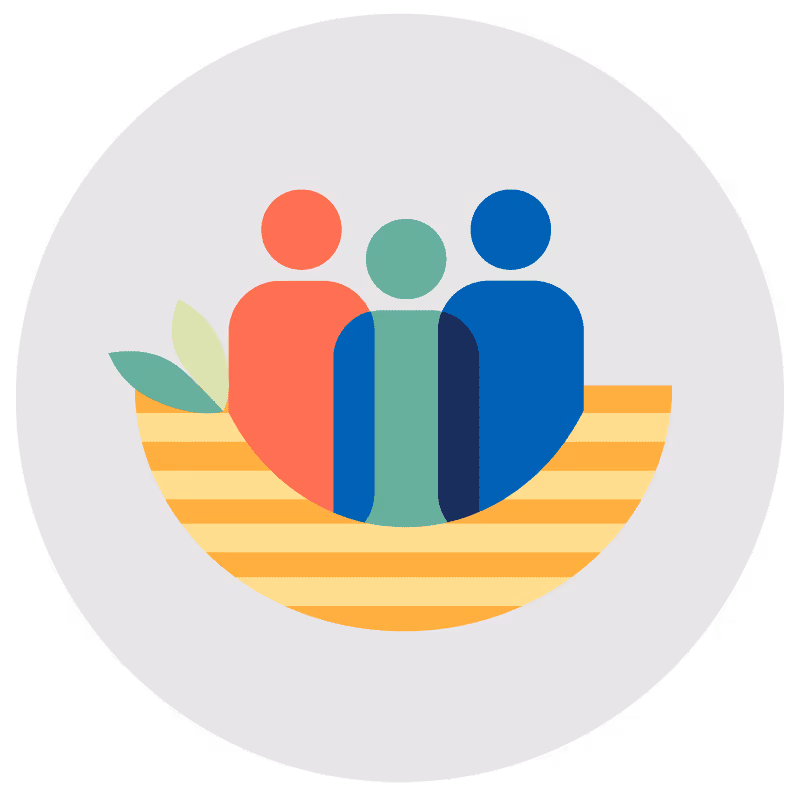 Colourful 3 people in a circle icon