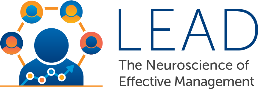 LEAD logo featuring stylized blue and orange human figures connected by lines, with a chart arrow and the text 'LEAD - The Leader in Learning and Development'.