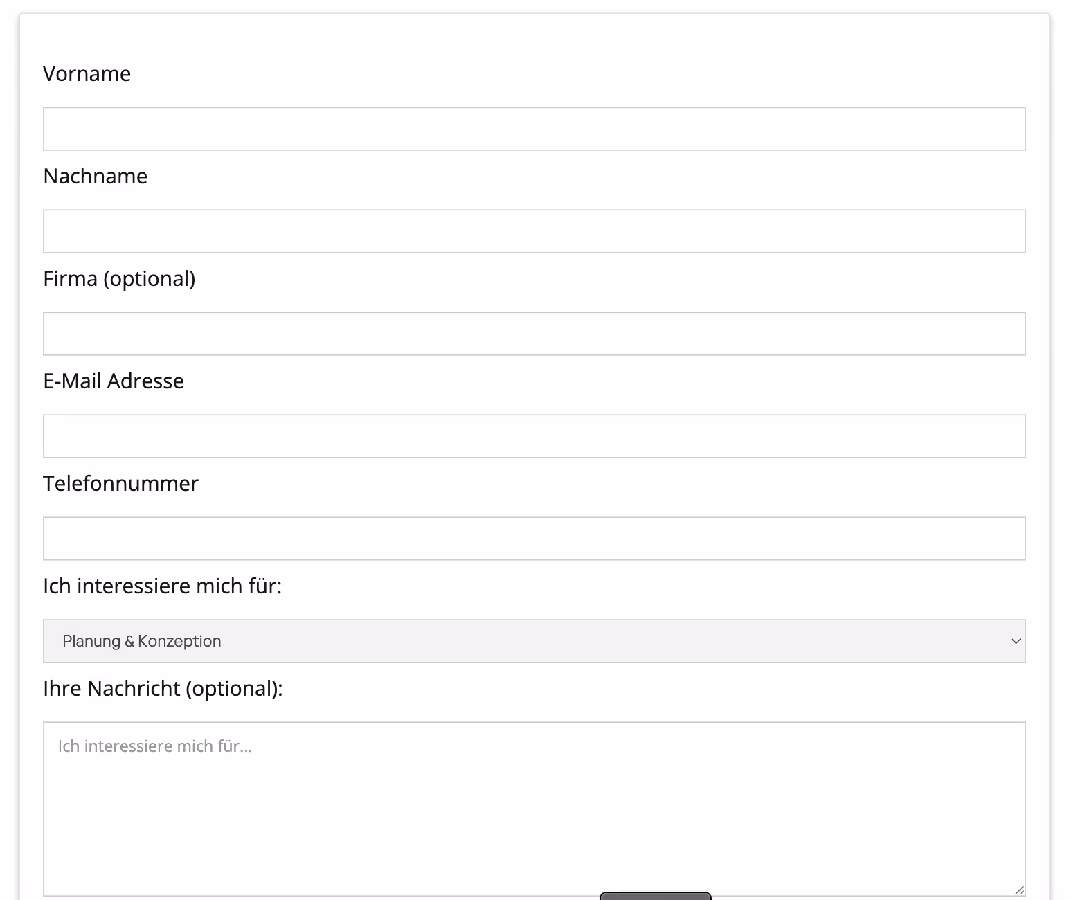 Das ist das Kontaktformular der Webseite.