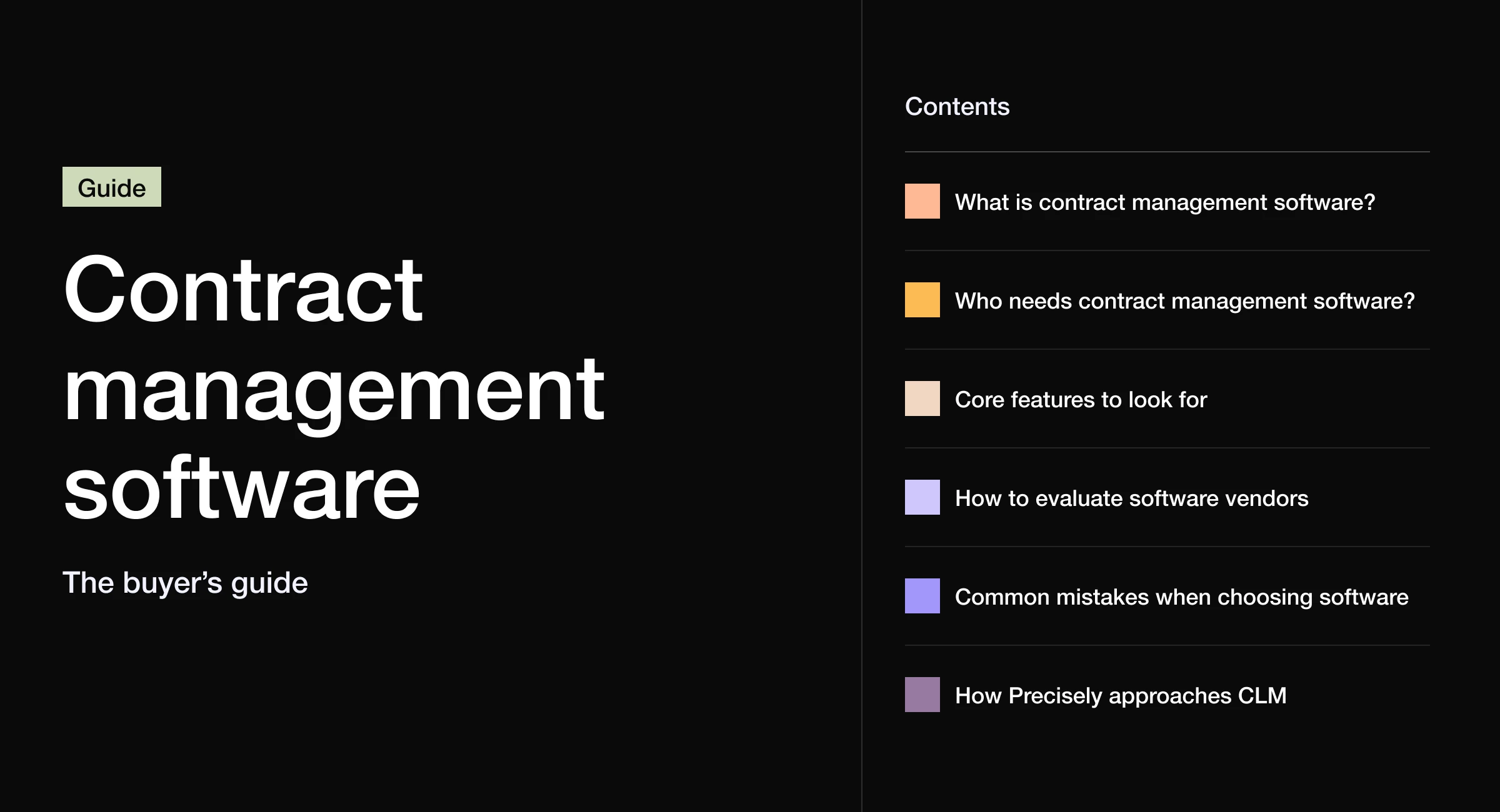 Contract Management Software: The Buyer's Guide guide featured image precisely contracts