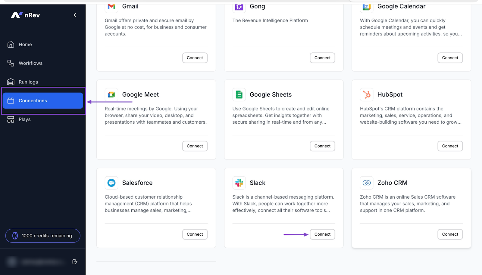 Manage integrations and connecting tools like Gmail HubSpot Slack and Google sheet