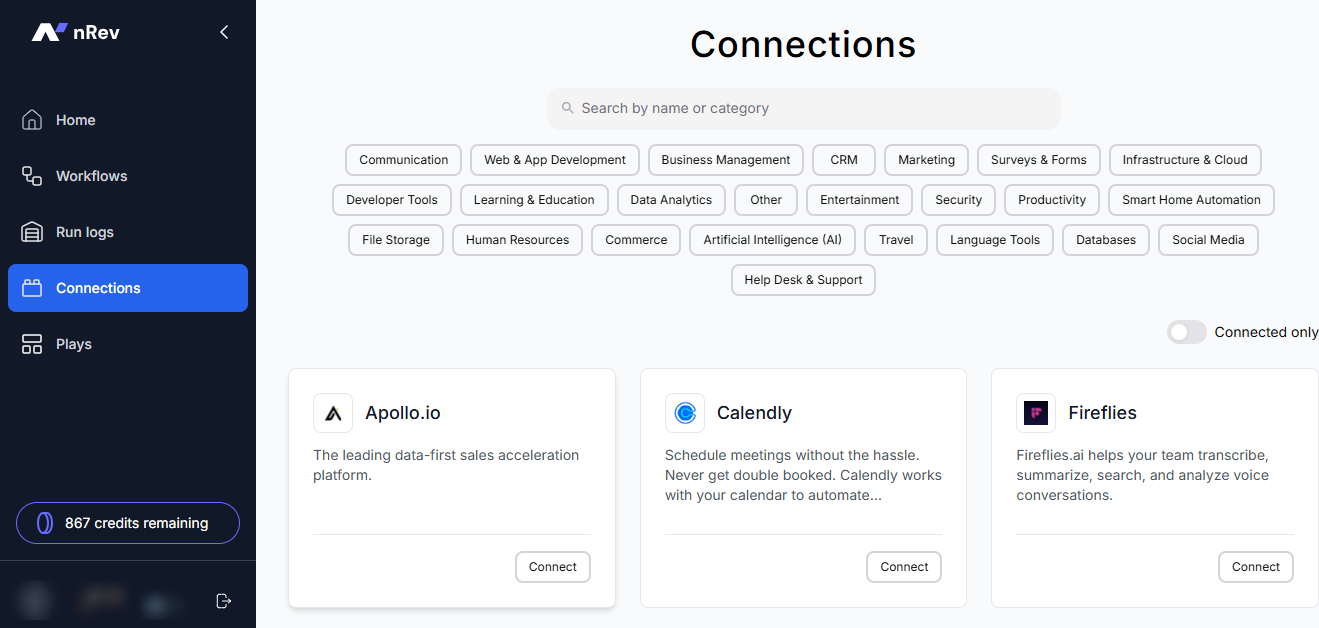 nRev Connections & integrations