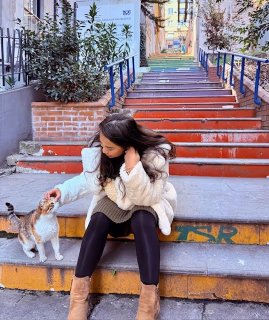 Janjira with a cat