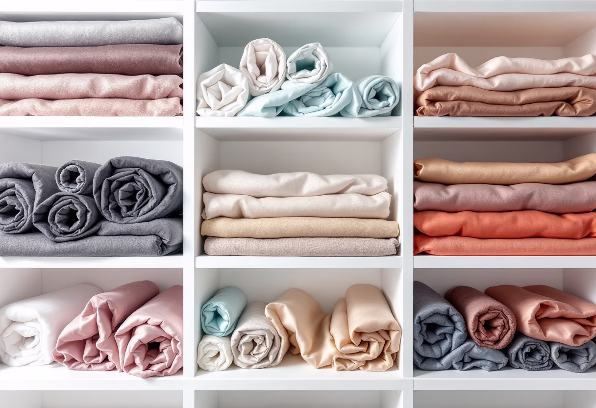 [background image] image of fabric rolls on shelves (for a tailors & alteration shop)