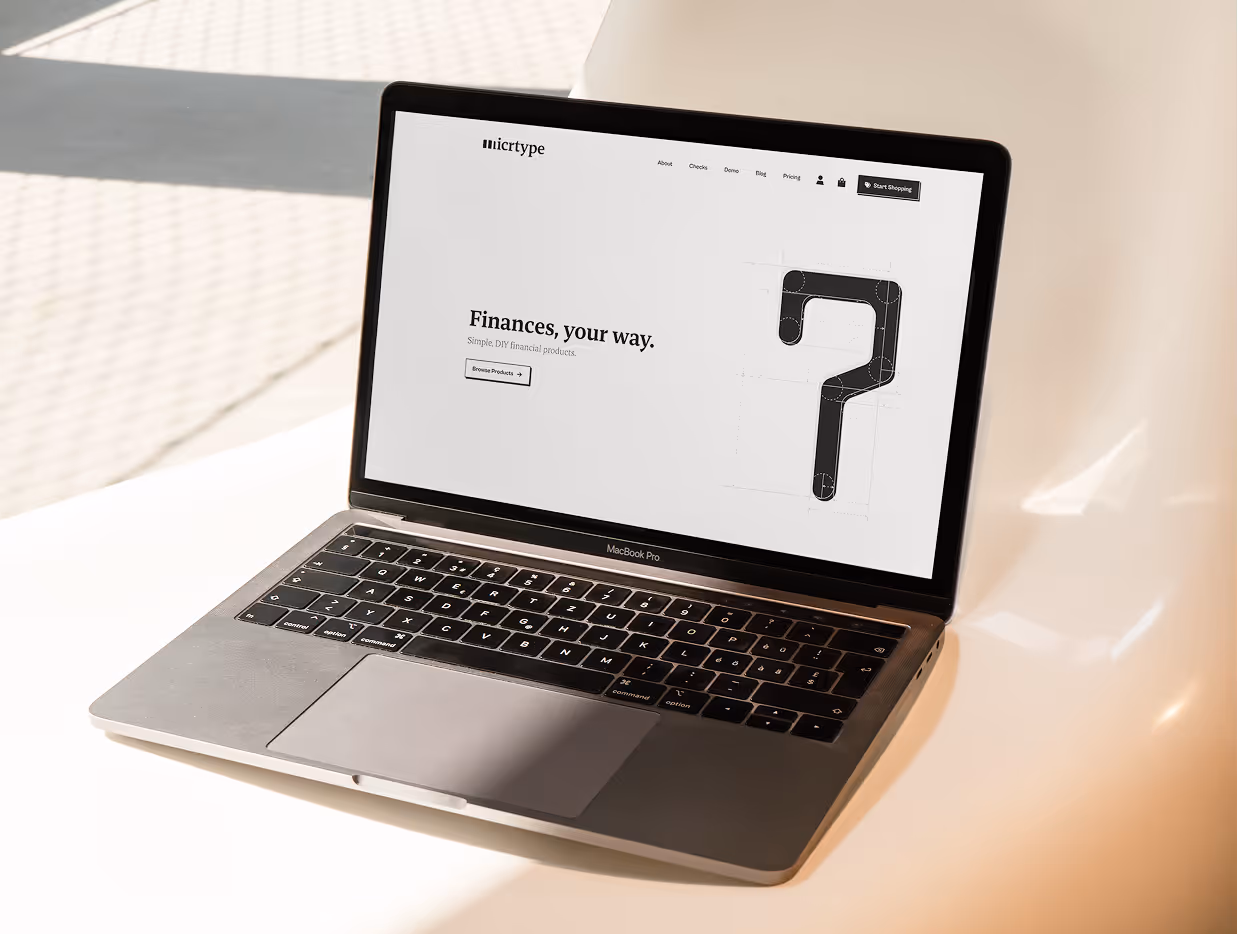 Micrtype landing page on a computer screen.