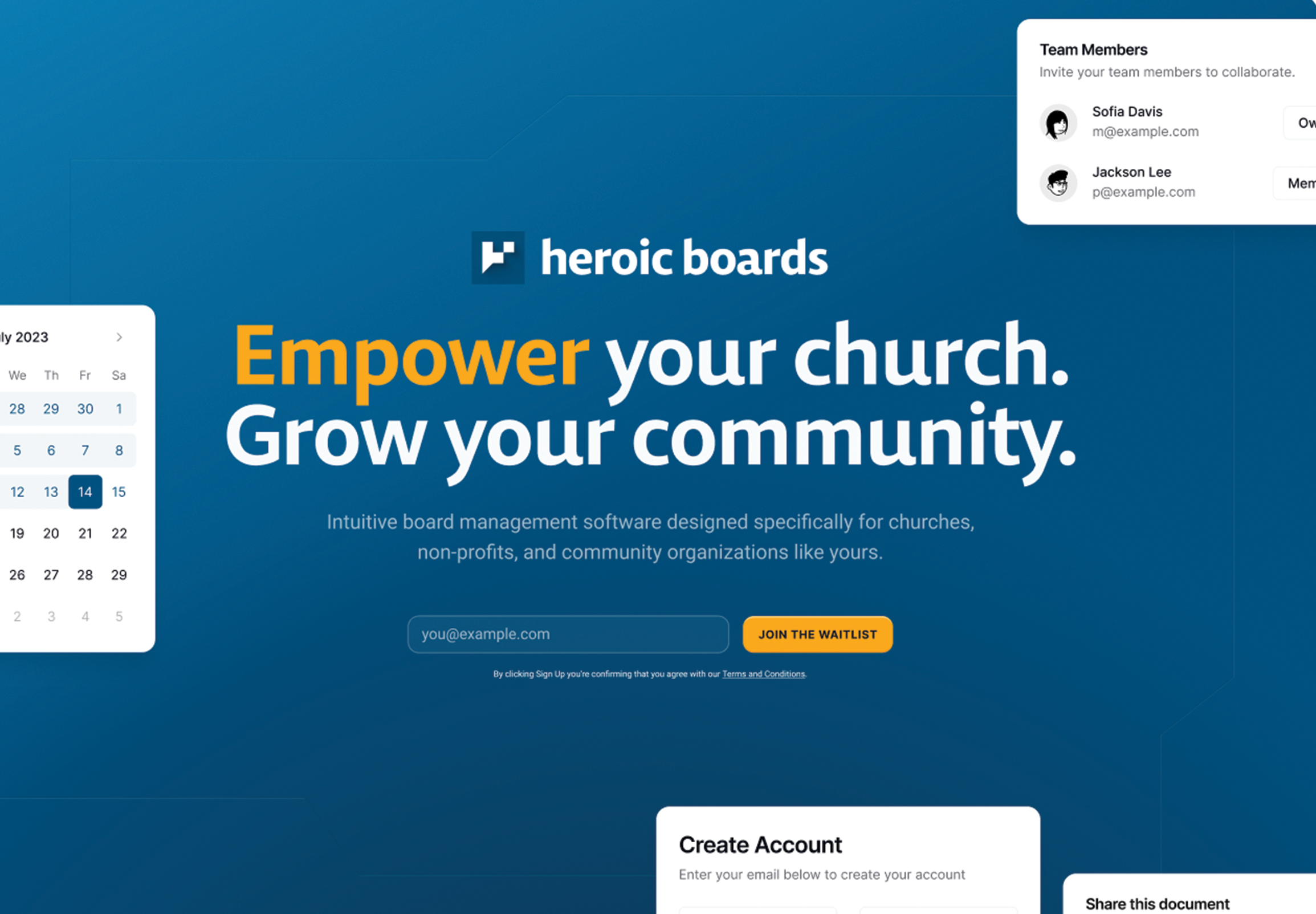 HeroicBoards landing page screenshot.