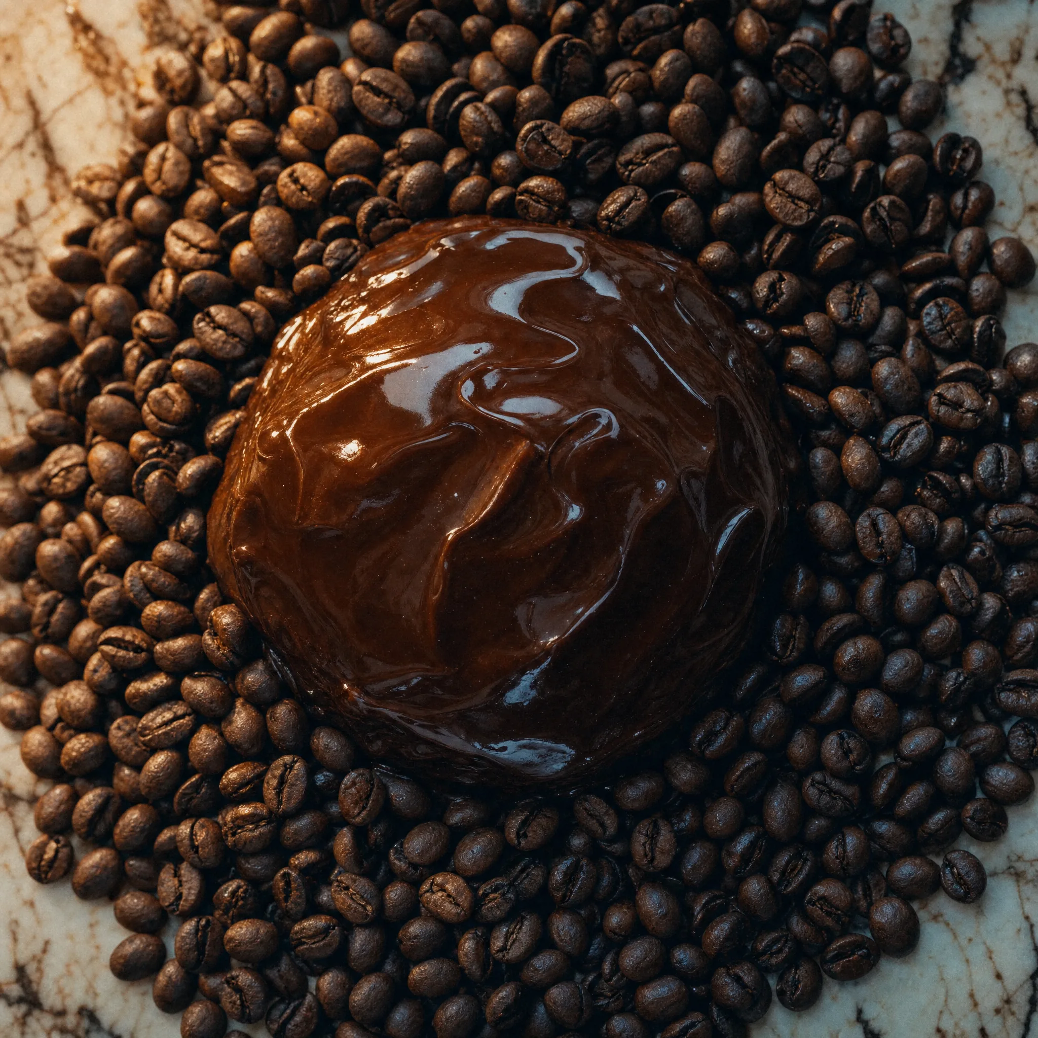 Glaçage brun au café et grains torréfiés, la robe de la Pougatine
