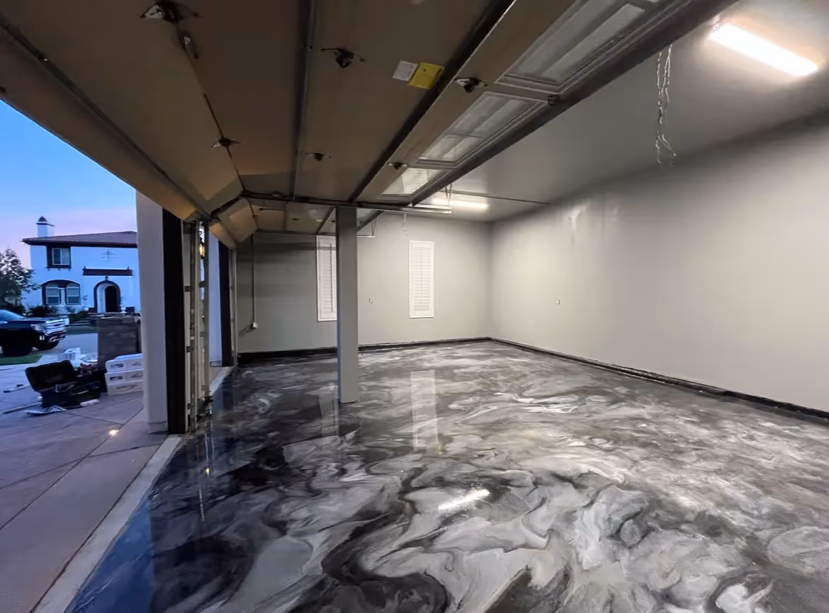 A garage interior that has been painted for a Yorba Linda home.