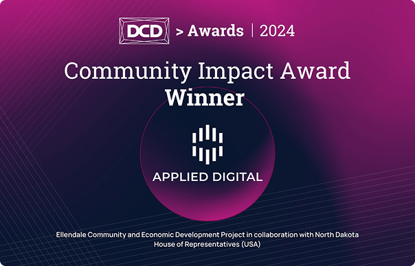 A graphic showing Applied Digital was a winner of the 2024 Award