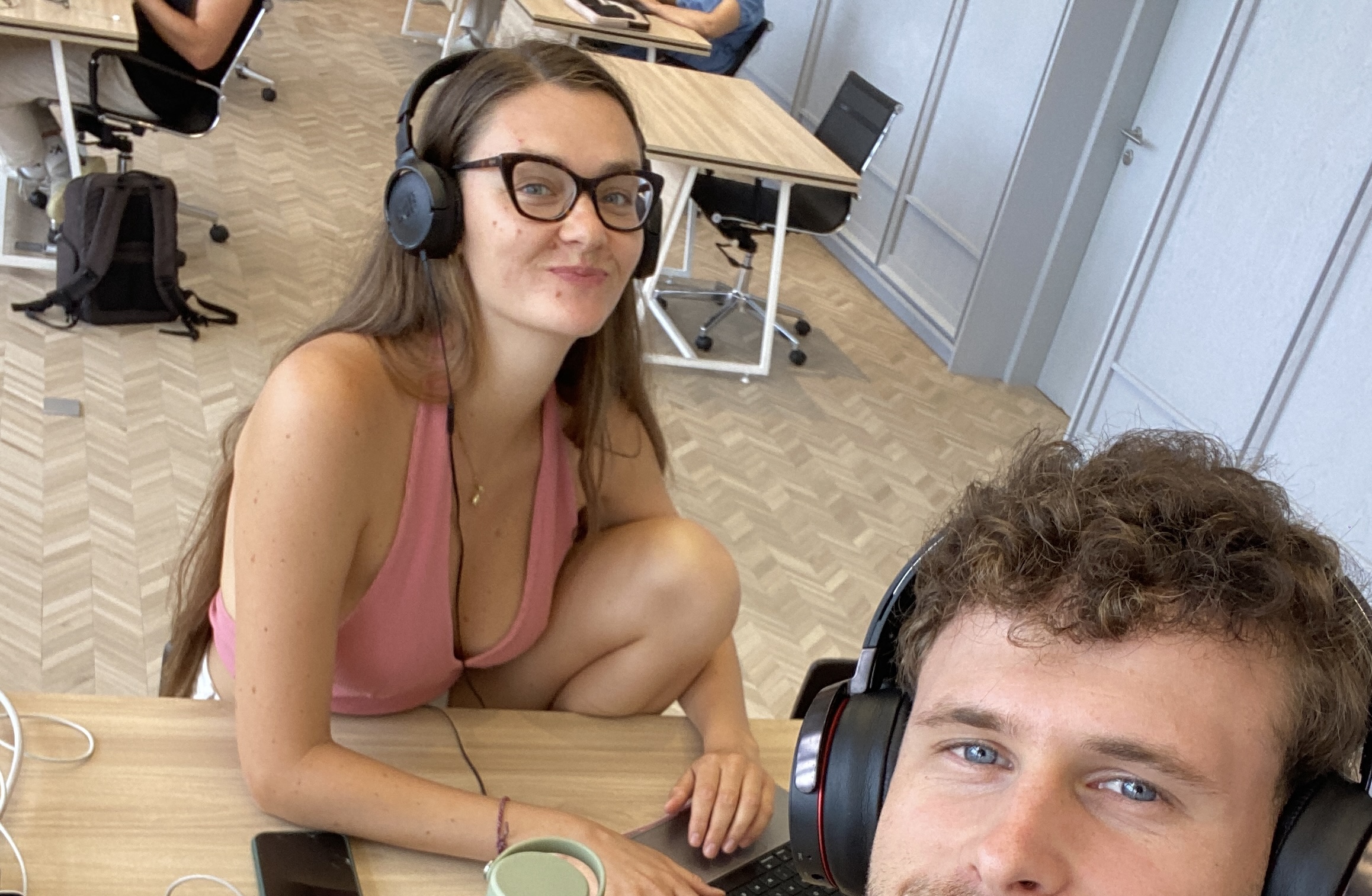 a photo of the co-founder behind her laptop 