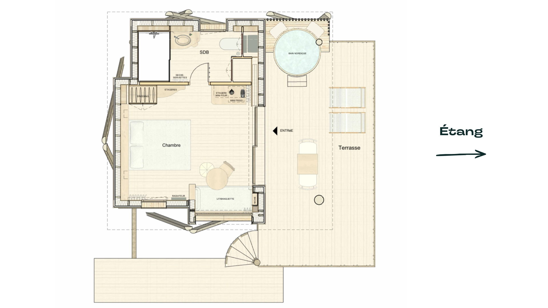 Cabanes de l'Orvanne - Insertion 3D AW² architecture & interiors