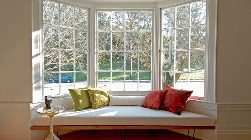 image of a white bay window