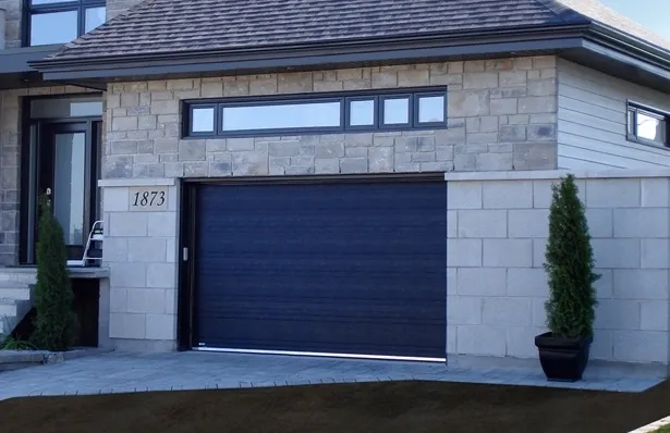 black garage door installed