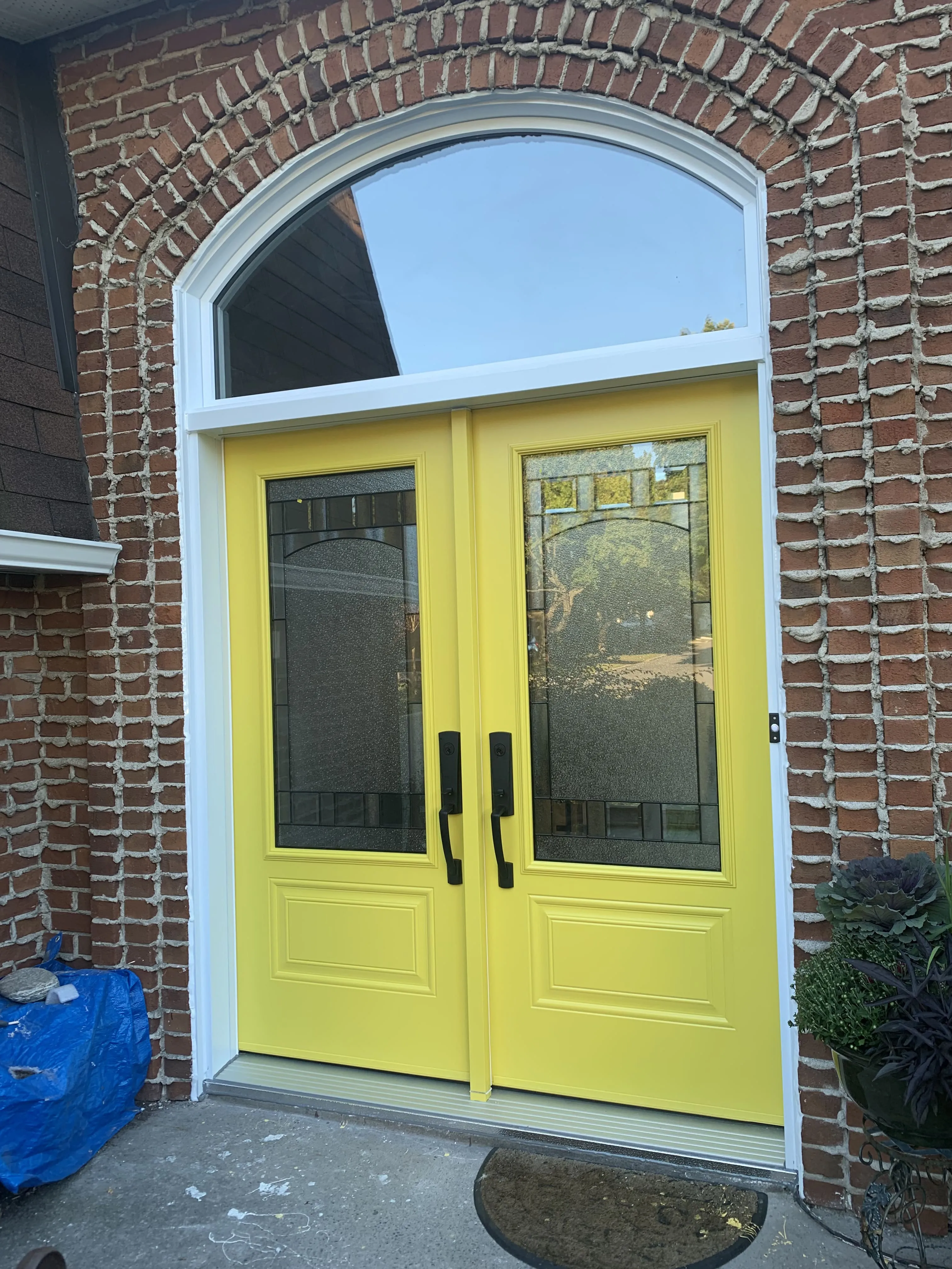 yellow glass door