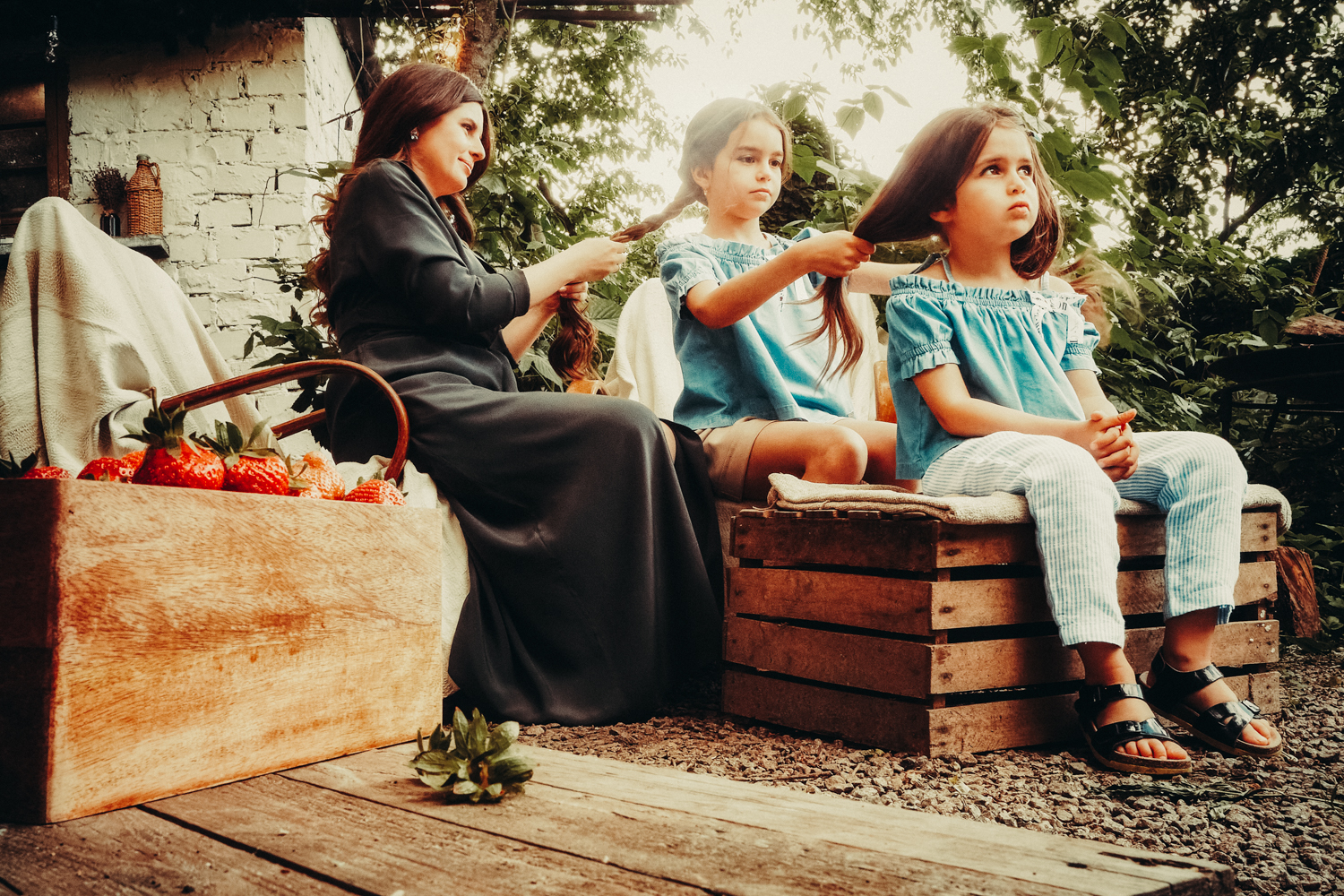 image of volunteer teaching children