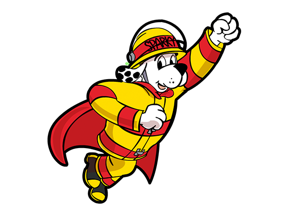 image of a dog as a firefighter superhero