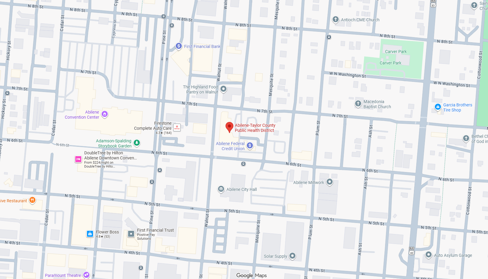 map of Downtown Abilene, Texas