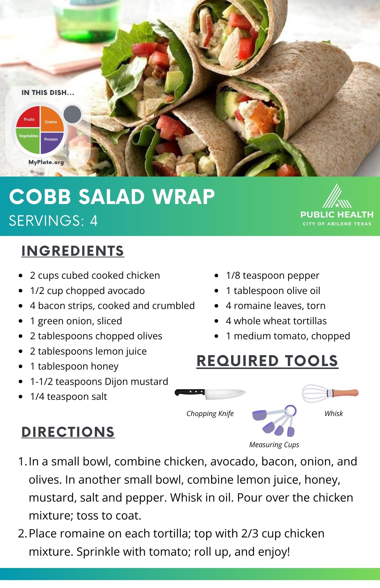 image of recipe of cobb salad wrap