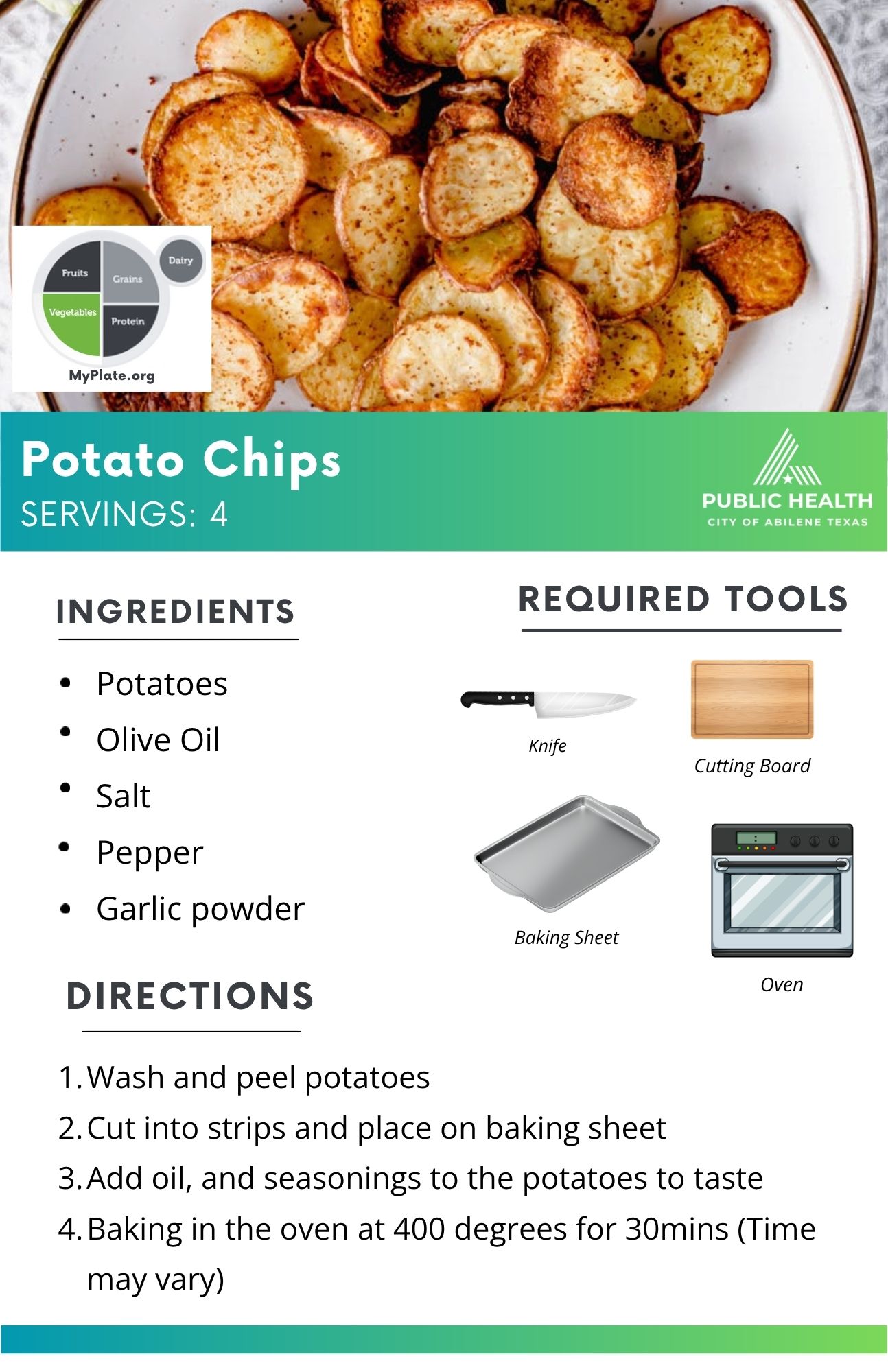 image of recipe of potato chips