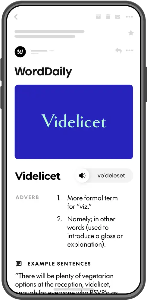 A mockup of the Word Daily newsletter in a mobile phone frame
