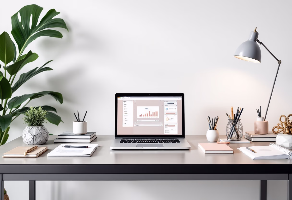 a modern workspace for a productivity tools business [background image]