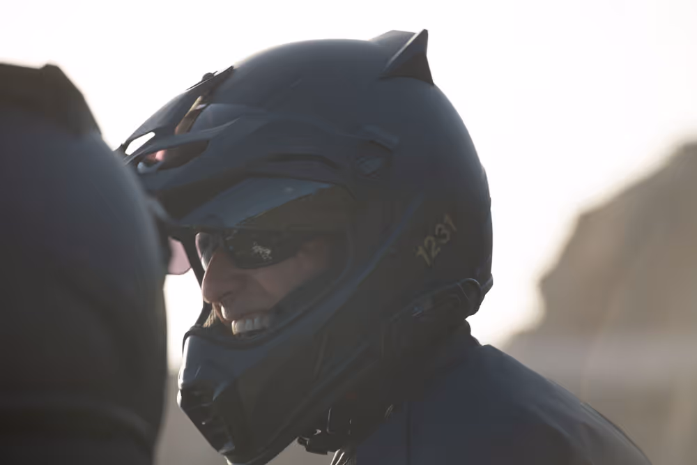 close up image of make officer with helmet