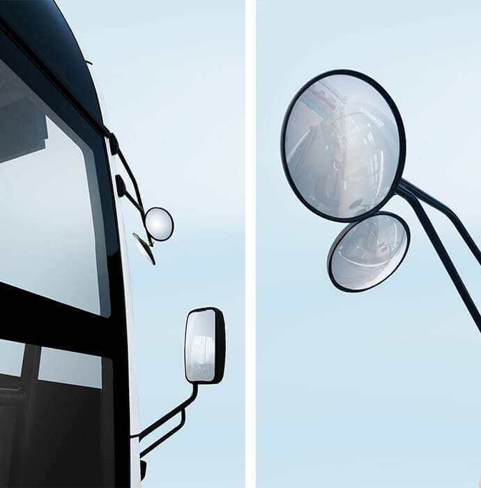 Espejos panorámicos que mejoran la visibilidad y aumentan la seguridad en carretera.