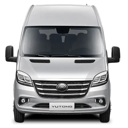 Vista frontal de la van V6 de Pasajeros