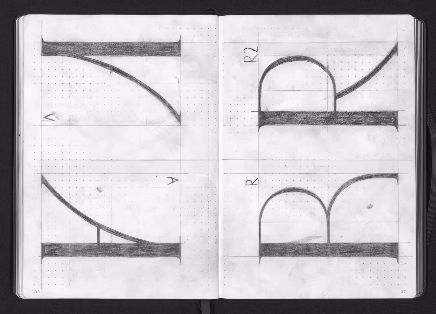 Geometric serif letterform construction for “VARENKA” with precise arcs and stems.