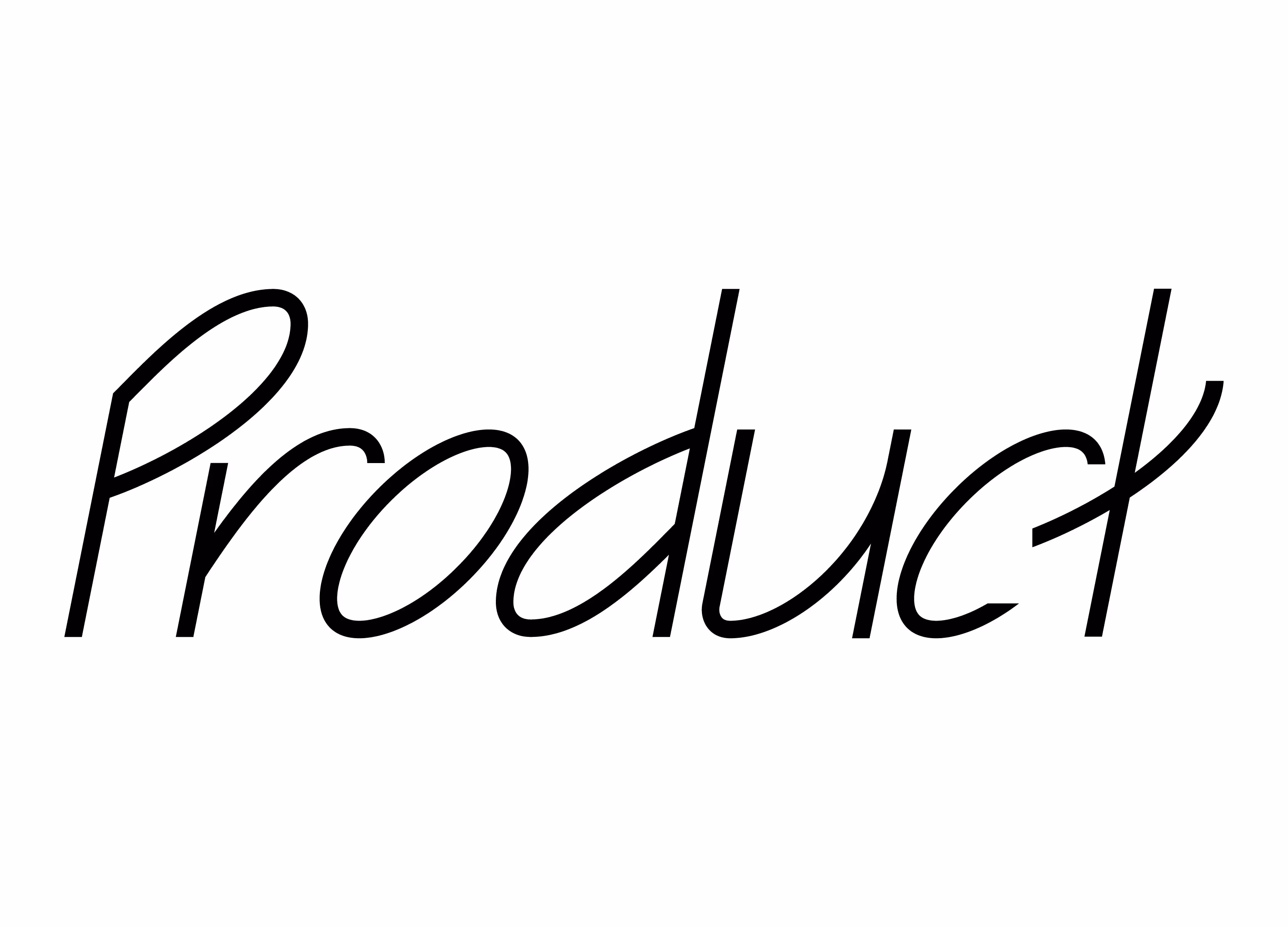 Product — Modern italic script spelling “Product” in black.