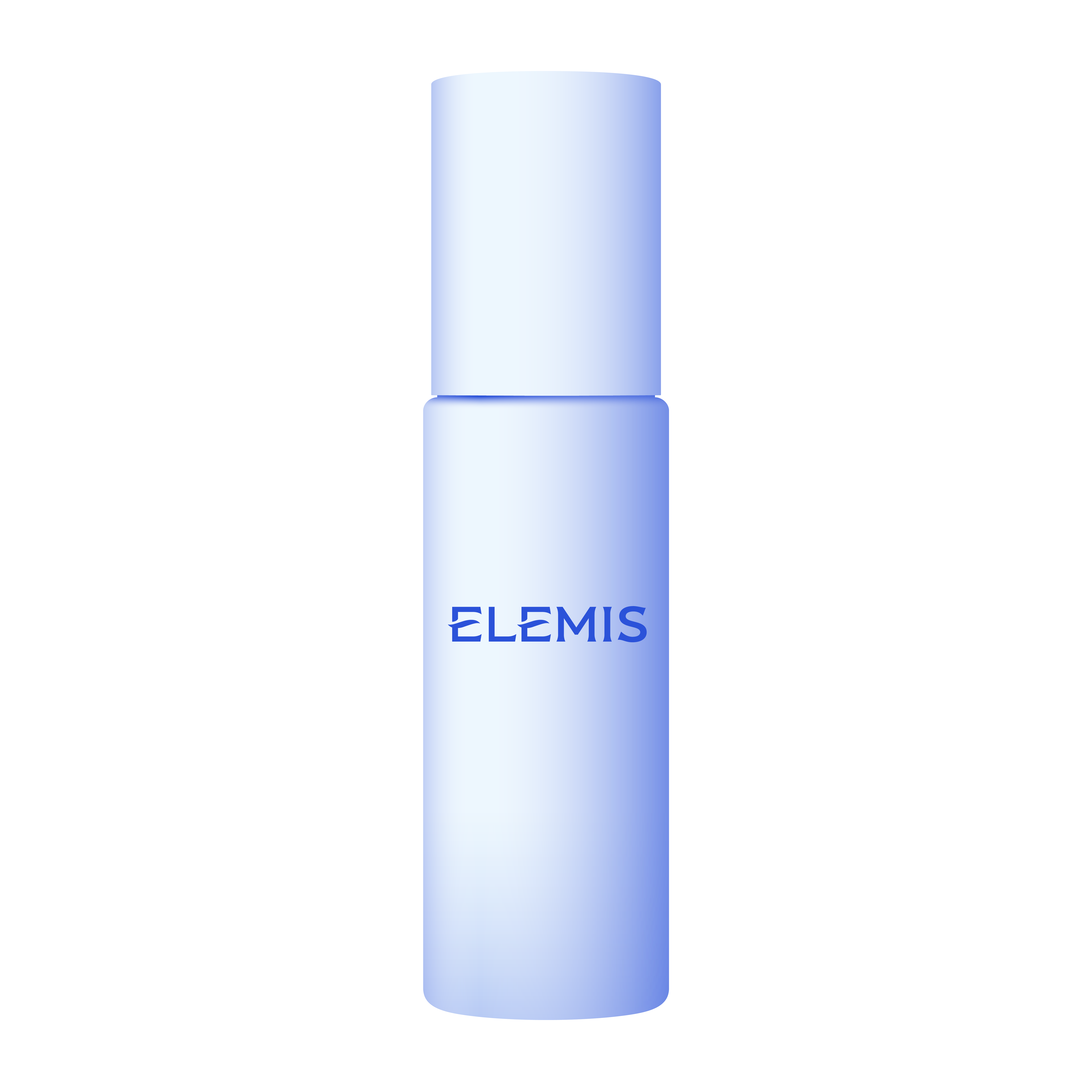 Tall blue gradient spray bottle with wide cap, labeled ELEMIS.