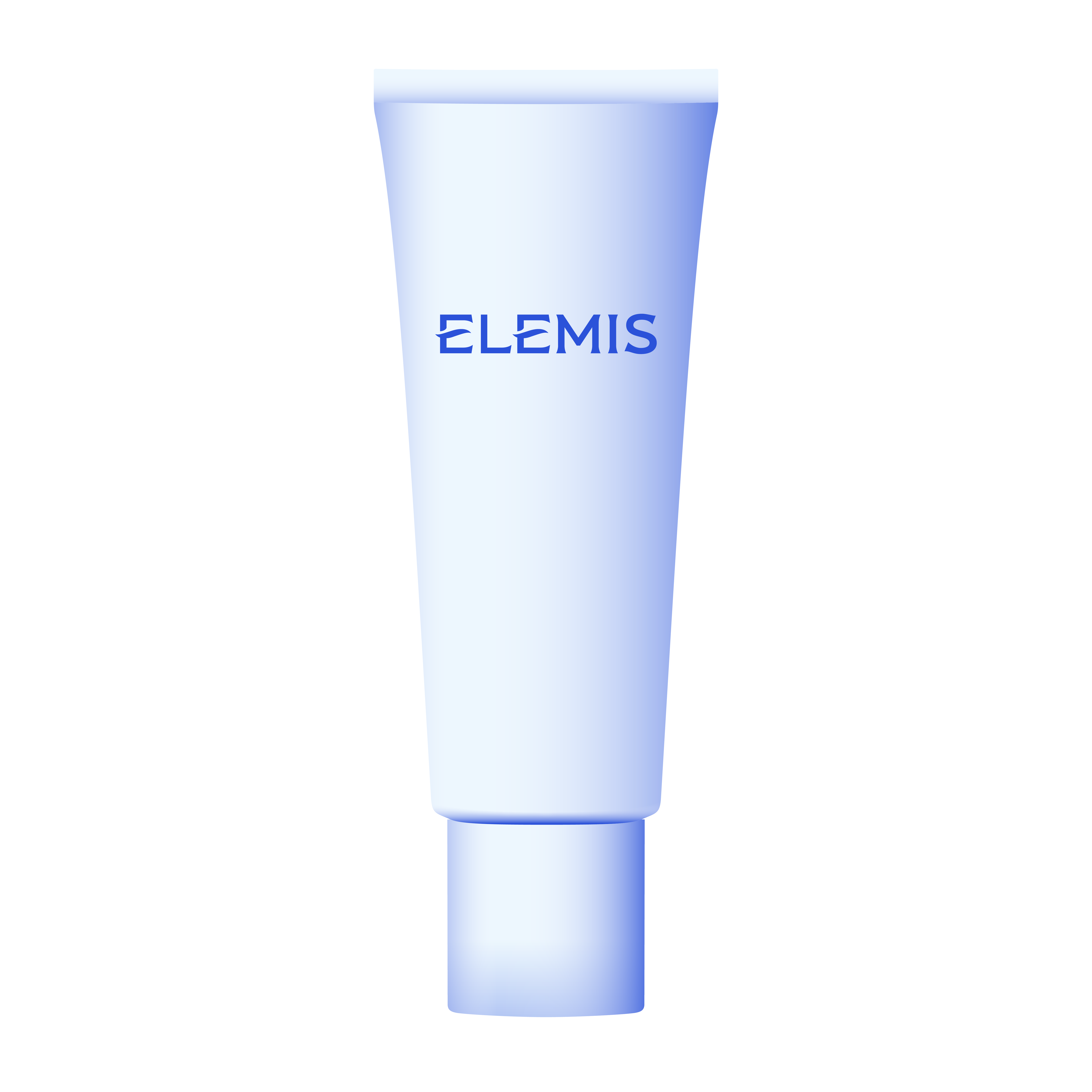 Blue gradient cosmetic tube with white cap, labeled ELEMIS.