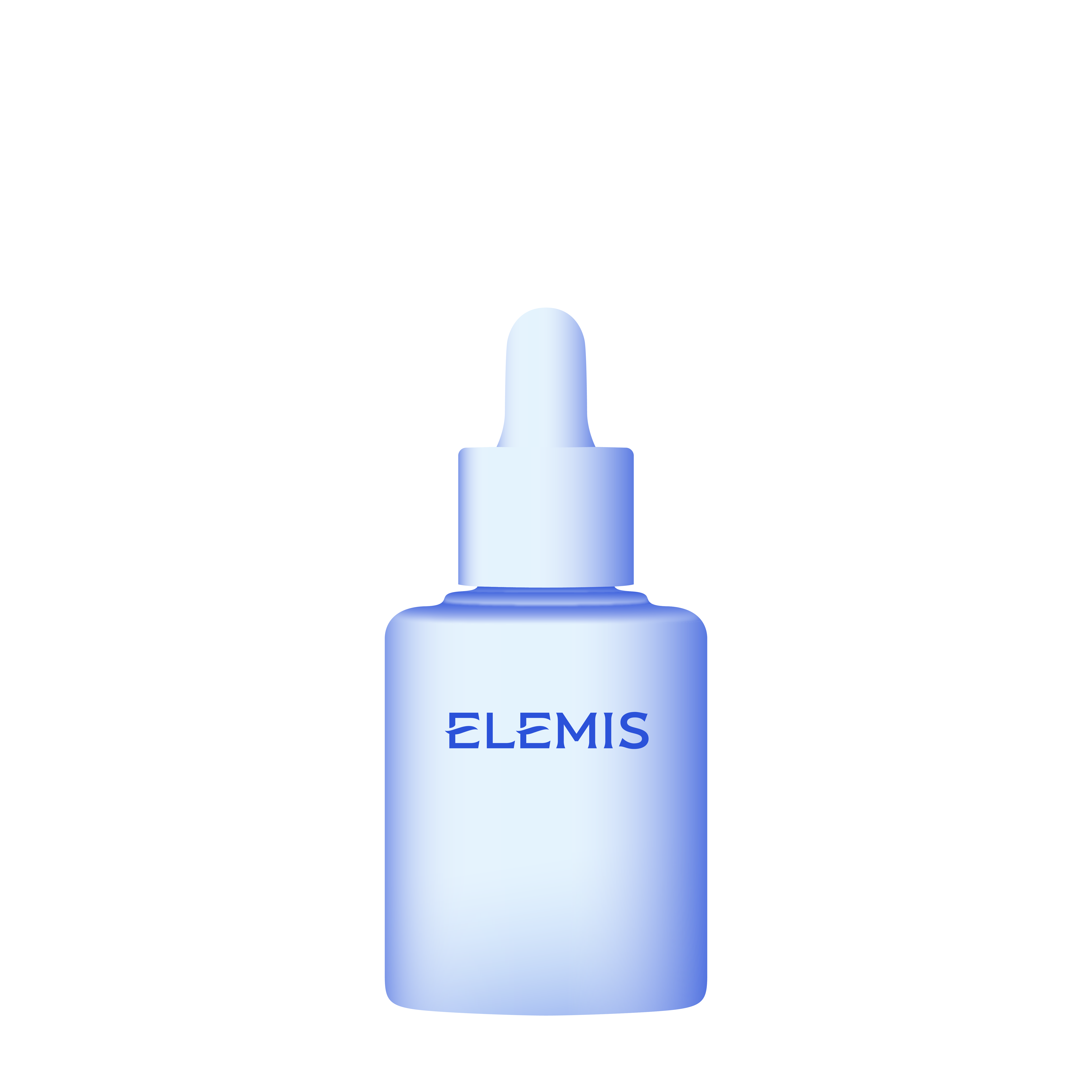 Small blue gradient dropper bottle with white cap, labeled ELEMIS.